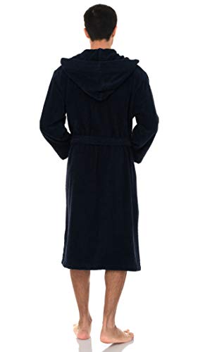 TowelSelections Men’s Robe Turkish Cotton Luxury Hooded Terry Bathrobe Small/Medium Navy2