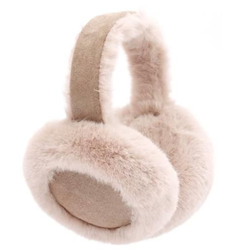 BEAHING Orejeras Beige-Marrón, Orejeras de Lana Plegables para Mujer