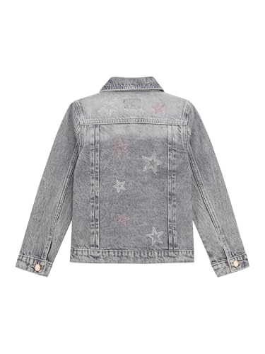 GUESS Girls' Grey Rigid Denim Jacket with Stars4