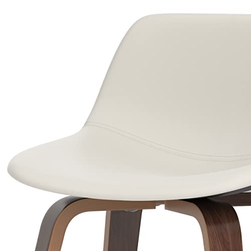 SIMPLIHOME Randolph Counter Stools (Set of 2) - 28 Inch Seat Height Upholstered Bentwood Bar Stools in Cream PU Faux Leather, Mid Century Modern Seating with Curved Backrest and Chrome Footrest by SIMPLIHOME - Image 4