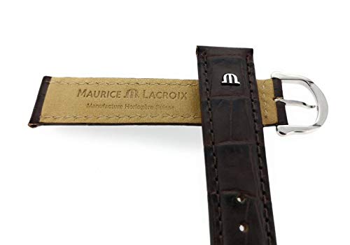Maurice Lacroix Crocodile Grain Original Watch Strap 20 mm Dark Brown Clasp Stainless Steel, brown, Strap.
