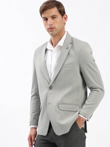 Image of SHOWOFFFF Men Solid Single Breasted Casual Blazer | Notched Lapel Full Sleeves Cotton Blazer for Mens | Slim Fit Regular Length Blazer for Men's