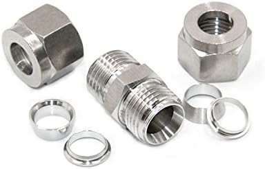 304 Stainless Steel Compression Tube Fitting Union with Double Ferrules 3/8" OD x 3/8" OD, Pack of 2