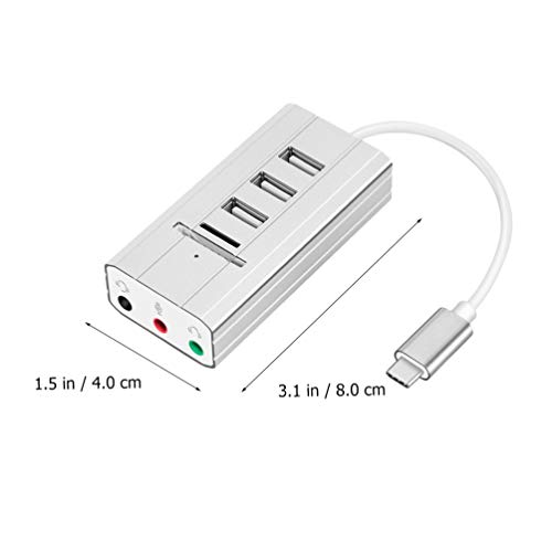 UKCOCO Adaptador de Hub de Porta Tipo C Adaptador de 3 Portas Usb Leitor de Placa de Som Externo Doc