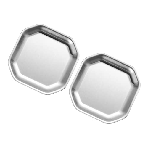 VINTORKY 2pcs Octagonal Dish Korean Snacks Sauce Serving Dish Chip and Dip Serving Plate Mini Sauce Bowls Candy Household Tableware Dessert Serving Trays Small Food Dishes Stainless Steel