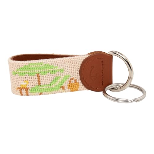 Image of Leather Hand-Stitched Needlepoint Key Fob or Key Chain