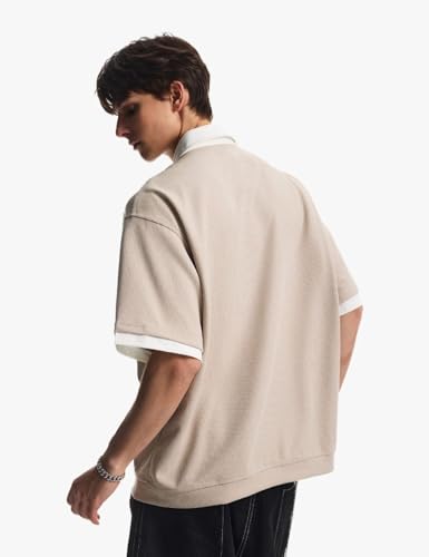 Men's Rugby Polo Long Sleeve Shirt Color Block Collared Sweatshirt Casual Golf Patchwork Tops3