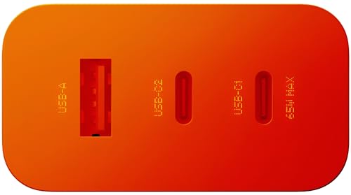 Image of CMF 65W Gan Type C Trio Charger for Nothing | 3 in 1 Port USB C to USB A Wall Fast Charging Adapter for Phone 2a plus /2a /Phone 2 /Phone 1 /Samsung S24 Ultra /S23 /Iphone 15 /Galaxy Tab /Pad /Buds, Orange