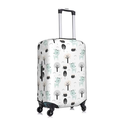 Bohemian Cute Deer Hedgehog Tree Luggage Cover Protector Anti-Scratch Washable Fits 18-32 Inch Luggage-Medium3