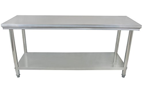 Beeketal 'BA200' Gastronomie Edelstahl Arbeitstisch 200 x 60 cm, Tisch bis 170 kg belastbar, Profi Gastro Küchentisch mit extra großer unteren Ablagefläche und justierbaren Stellfüßen