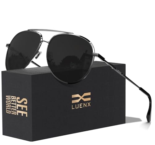 LUENX Classic Aviator Polarized Sunglasses for Men Women - Trendy...