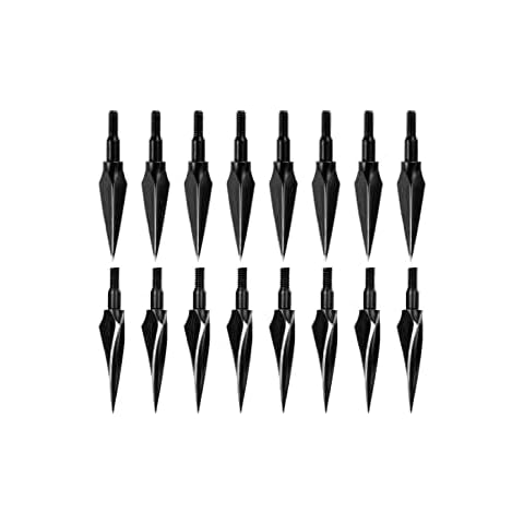 The7boX 16Pcs Metal Archery Arrowheads Traditional Arrow Broadheads Tips Hunting Points 125 Grain Black Arrow Head Crossbow Compound Bow Shooting ArcheryBroadheads Cover