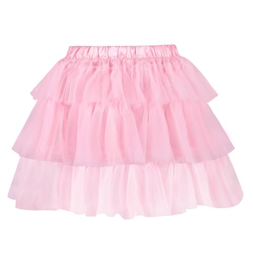 Womens Mesh Tulle Puffy Skirts Ruffle Skirt Pink Skirt Kawaii Fluffy Princess Short Ballerina Skirt - Pink Cake4