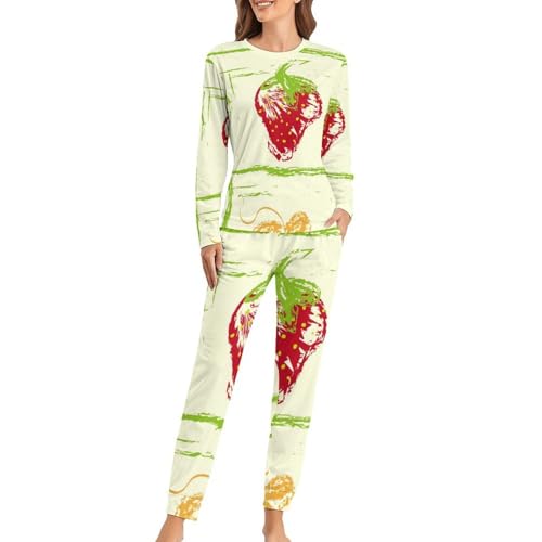 Pyjama femme papillon fraise stretch et respirant fini les nuits agitées inconfortables
