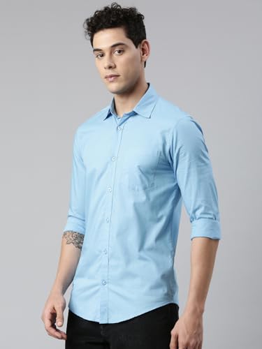 Image of THE SOUL PATROL Men's Casual Regular Fit Full Sleeve Premium Cotton Button-Down Shirt with Single Patch Pocket - Stylish, Classic, Comfortable, and Elegant for Everyday Wear