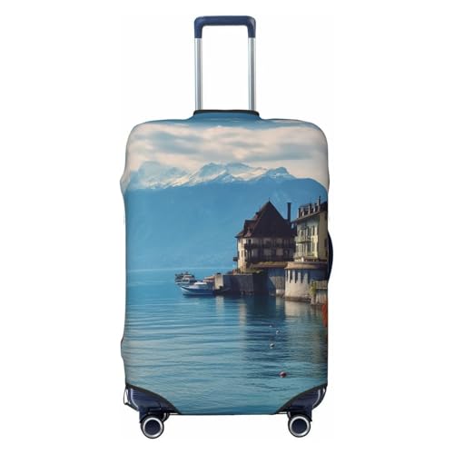 Travel Luggage Cover Fashion Suitcase Protector Lake Geneva Switzerland Spandex Baggage Covers Washable Suitcase Covers Anti-Scratch Luggage Cover Protectors Fits 18-32 Inch Suitcases X-Large