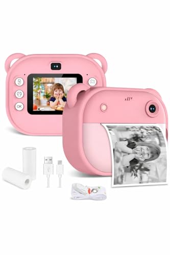 Image of Camera for Kids with Print | Kid Digital Camera for Photography & Videography with Color Display - Includes 2 Paper Rolls (Pink)