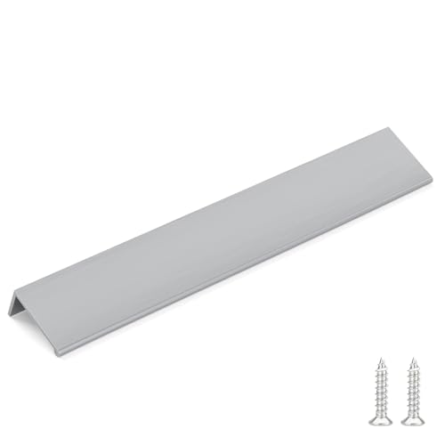 Image of Goldenwarm 10 Pack 7-1 /2in Brushed Nickel Finger Edge Pulls for Cabinets | Aluminum Alloy, Sliver Cabinet Handles, Edge Pulls for Cabinets, Nickel Handles, For Drawers, Dressers, Screws Included