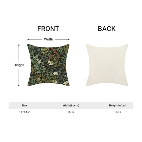 Image of Spring Pillow Covers 16x16 Inch Set of 2,Black Sage Green Wild Flower Plant Throw Pillows Case,Seasonal Vintage Floral Outdoor Decorative Linen Farmhouse Decor Cushion Covers for Sofa Bed Couch
