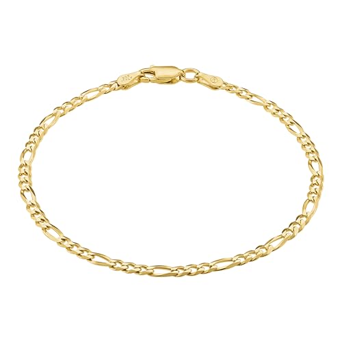 KISPER 18K Gold Plated 925 Sterling Silver Chain Bracelets for Women, Waterproof Tarnish Resistant, Curb/Rope/Figaro/Mariner Link Bracelet, 6.5, 7, 8, 9 Inch
