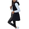 Womens Winter Long Puffer Vest Sleeveless Full Zip Up Hooded Vests Jacket Quilted Casual Padded Thermal Puffer Coat