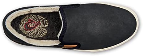 OLUKAI Pehuea Heu Women's Slip-On Sneakers, Genuine Shearling & Premium Waterproof Nubuck Leather, Cozy Slippers with Drop-In Heel Design, Lava Rock/Lava Rock, 10 | Image 1
