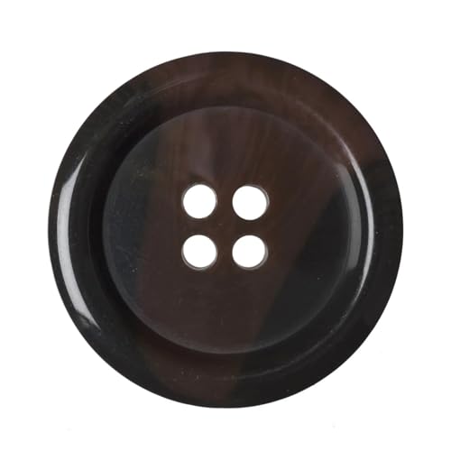 Pack de 12 botones de plástico de cuerno de imitación color marrón claro de 15 mm redondos con 4 agujeros – Ideal para abrigos, chaquetas, cárdigans (24L)
