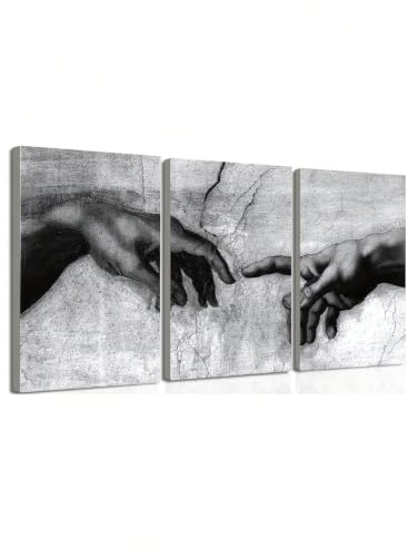 Toile vintage noir et blanc La Main de Dieu : décoration murale encadrée haut de gamme