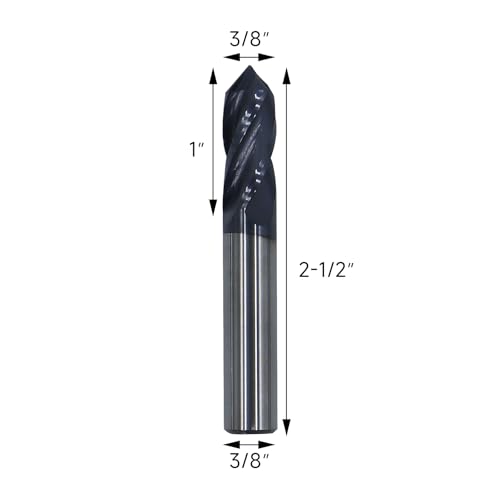 Image of 2Pcs 3 /8in Solid Carbide Drill Mill,90 Included Angle, 4 Flutes,AlTiN Coated Bits Tool for Medium Hardness Steel, Brass, Iron