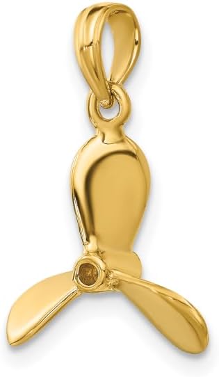 IceCarats 14K Solid Yellow Gold 3 Blades Fishing Boat Propeller Necklace Chain Pendant Charm - Image 7