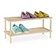 Relaxdays Schuhregal Holz, schmaler Schuhständer mit 2 Ebenen, bis zu 4 Paar Schuhe, H x B x T: 29,5 x 63 x 26 cm, Natur
