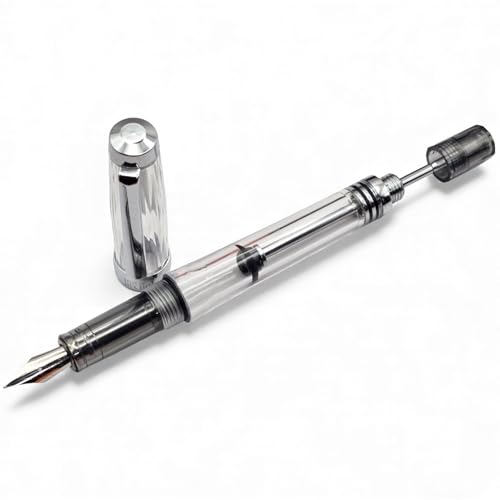 Image of THE VENTI Fountain Pen - Acrylic VAC Filler, Schmidt Nib (Fine),Vaccum Filling Pen, Best Pen Gift Set for Men & Women, Professional, Executive, Office, Nice Pens,Return Gift (F013-White)