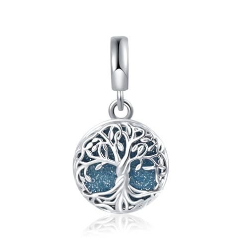 FGT Abalorio colgante vintage brillante de árbol genealógico compatible con pulseras Pandora Charms Moments, talla única, Cobre, No es una piedra preciosa
