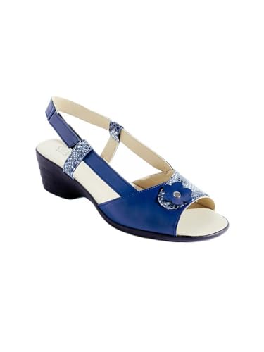 Sandalia Ancho Confort Scratched Cuero, azul marino, 36 EU Large