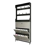 Économie d’espace : Grâce à ses tiroirs rabattables, ce meuble d’entrée vestiaire maximise l’espace tout en restant facile à ouvrir/fermer. Solution compacte pour petits espaces comme les entrées ou couloirs