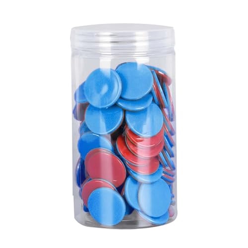 Vaveren 100 Pieces Math Counters for Kids Learning Counters Discs for Math Practice with Storage Bucket Bingo Chip for Game Preschool, Red Blue