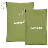 Travel Laundry Bag Foldable Washable Waterproof Wet Bathing Suit Travel Workout Dry Bag for Gym Dirty Clothes Swimming Yoga(2 Pcs Large+Small) Green