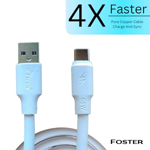 Image of Ticon-Fast Charging Cable Type-C Data Cable To USB A| Quick Charge 3.0 /65 Watt Cable|High-Speed Data Transfer 480 Mbps For Android & IOS