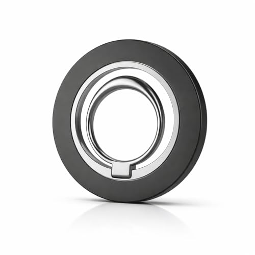 Mizi Magnetic Phone Finger Grip Stand Holder with 360° Rotate Ring for MagSafe, Compatible with iPhone 16 Pro Max 15 14 13 12 MagSafe Accessories - Black