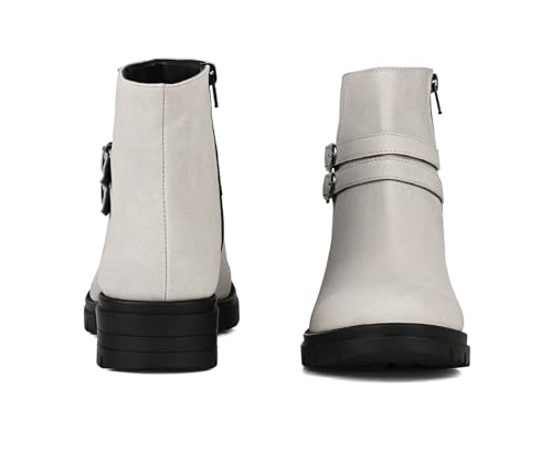 Image of LOUIS STITCH Women's Mid-Top Ankle Boots | Elegant Buckle Chelsea Boots with Zipper| Slip-On Boots for Women | Boot for Casual Outings| LSLD-CLBT