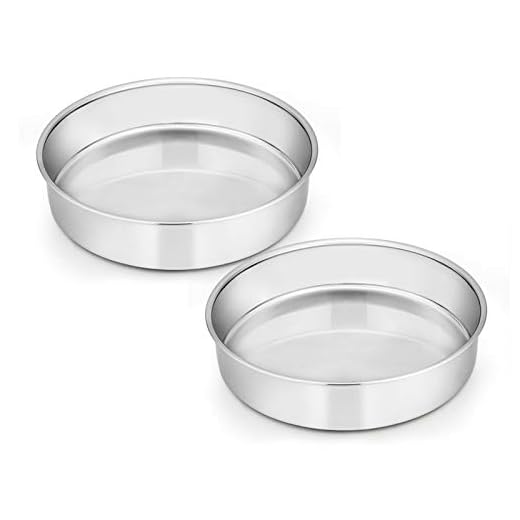 E-far 9½ Inch Cake Pan Set of 2, Stainless Steel Round Cake Baking Pans, Non-Toxic & Healthy, Mirror Finish & Dishwasher Safe