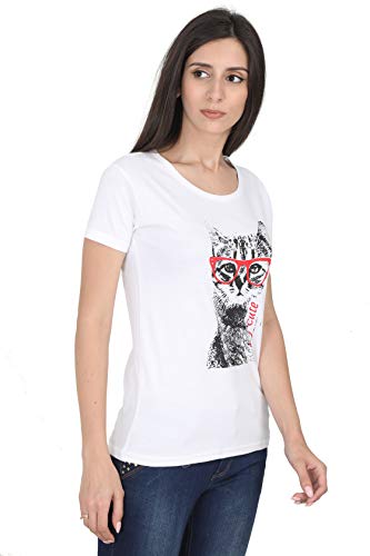 Image of FLEXIMAA Women's Cotton Printed Round Neck Half Sleeve T-Shirt