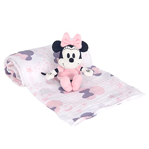 Image of Lambs & Ivy Disney Baby Minnie Mouse Muslin Swaddle Blanket & Plush Gift Set