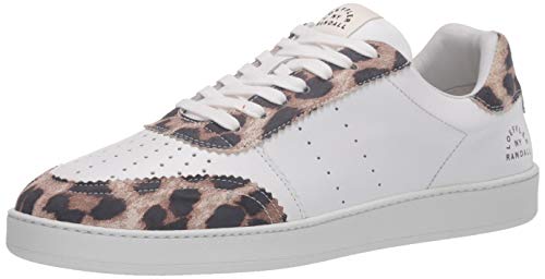 LOEFFLER RANDALL Women's Keeley-PLKS Sneaker, White/Leopard, 9 Medium US