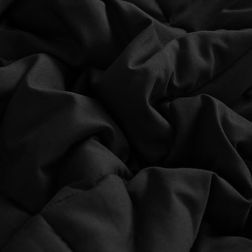 Image of NTBAY King Down Alternative Comforter, 104 x 90, Black | Soft Microfiber Comforter with Box Stitching and 4 Corner Tabs, Lightweight Down-alternative Fill, 1 Comforter Only