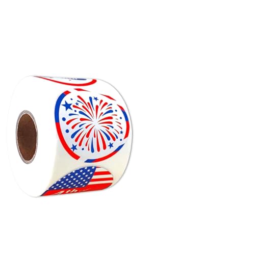 4th of July Stickers 1.5 Patriotic Stickers for Kids Self Adhesive Red White Blue Sticker Roll Seal Decal for Scrapbook Gift Cards Fourth of July Independence Day Memorial Decor Party Favors 500PCS