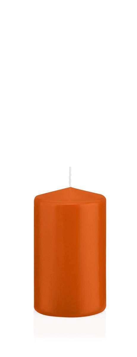 Inna-Glas Orange Pillar Candle Maeva, 10Cm, Ø6cm, 33H - Made In Germany - Votive Candle
