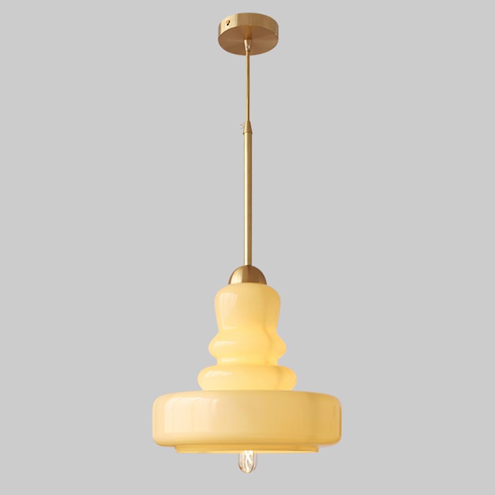 KXEcoLife Glass Pendant Light Brass Hanging Lamp Nordic Kitchen Island Lighting Geometric Ceiling Lamps for Dining Room Bedroom