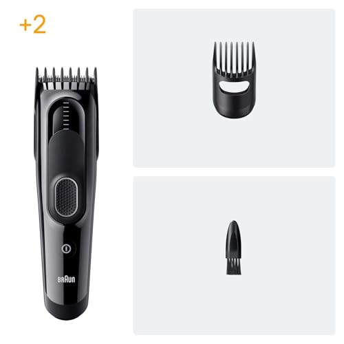 Image of Braun Hair Clippers Series 5 +2 Styling Tool, Blade with Lifelong Sharpness, 9 Lengths, MemoryLock, 50 Min Runtime, Washable, HC5510, Black