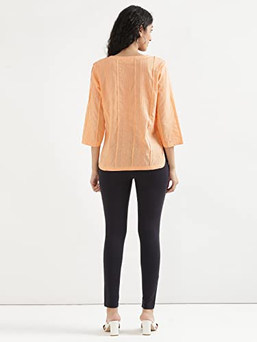 Image of SAADAA Everyday Cotton Top | Women's Regular Solid Color Top | Casual /Office Wear